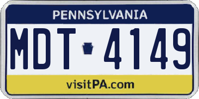PA license plate MDT4149