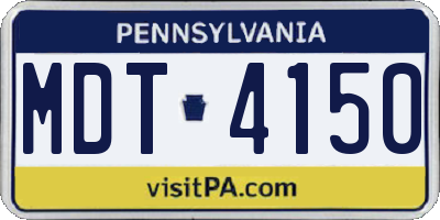 PA license plate MDT4150