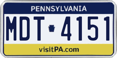 PA license plate MDT4151