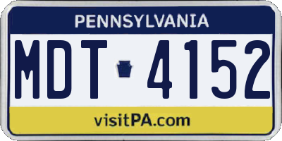 PA license plate MDT4152