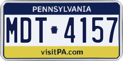 PA license plate MDT4157