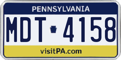 PA license plate MDT4158