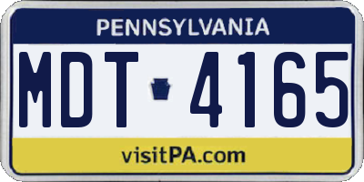 PA license plate MDT4165