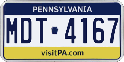 PA license plate MDT4167