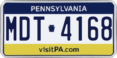 PA license plate MDT4168
