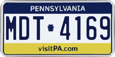 PA license plate MDT4169