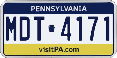 PA license plate MDT4171