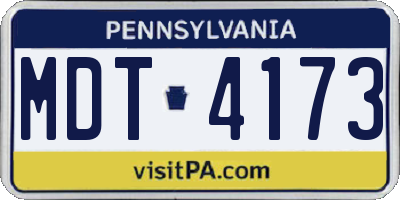 PA license plate MDT4173