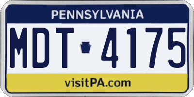 PA license plate MDT4175