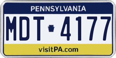 PA license plate MDT4177
