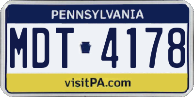 PA license plate MDT4178