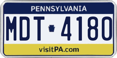 PA license plate MDT4180
