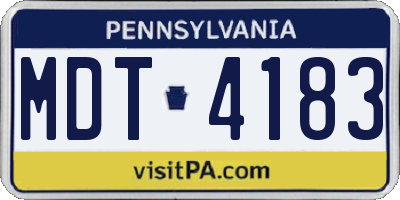 PA license plate MDT4183