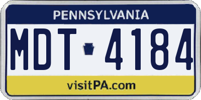 PA license plate MDT4184