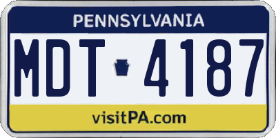PA license plate MDT4187
