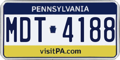 PA license plate MDT4188