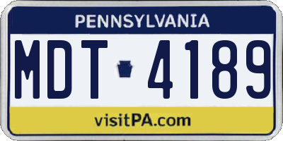 PA license plate MDT4189