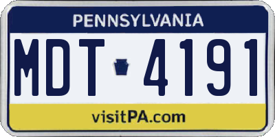 PA license plate MDT4191
