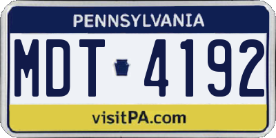 PA license plate MDT4192
