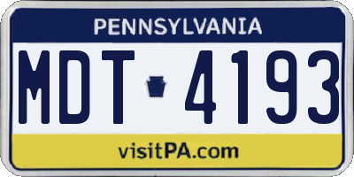 PA license plate MDT4193