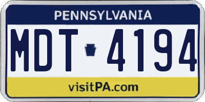 PA license plate MDT4194