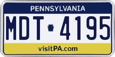 PA license plate MDT4195