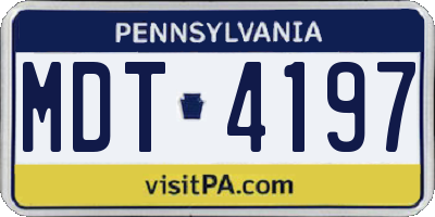 PA license plate MDT4197