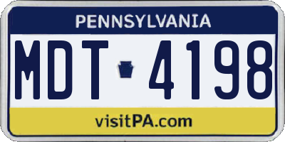 PA license plate MDT4198