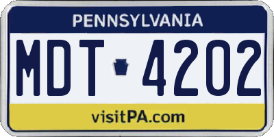 PA license plate MDT4202
