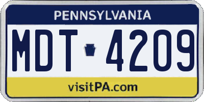 PA license plate MDT4209