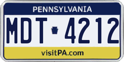 PA license plate MDT4212