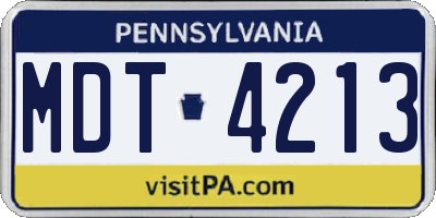 PA license plate MDT4213