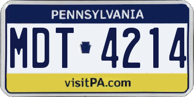 PA license plate MDT4214