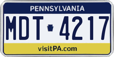 PA license plate MDT4217