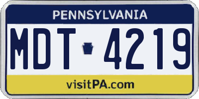 PA license plate MDT4219