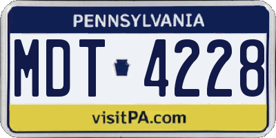 PA license plate MDT4228