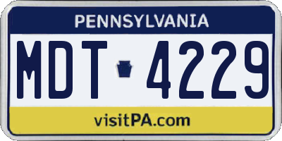 PA license plate MDT4229