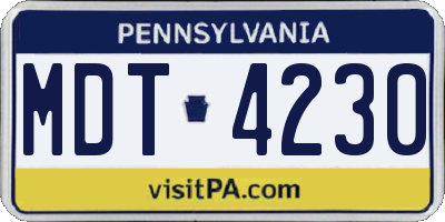 PA license plate MDT4230