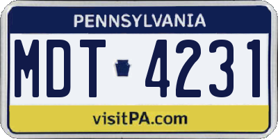 PA license plate MDT4231