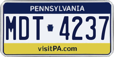 PA license plate MDT4237