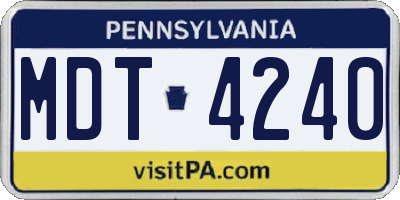 PA license plate MDT4240