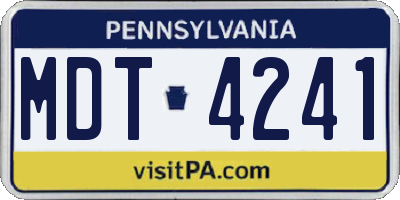 PA license plate MDT4241
