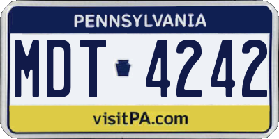 PA license plate MDT4242