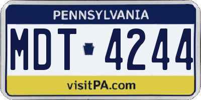 PA license plate MDT4244