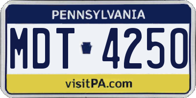 PA license plate MDT4250