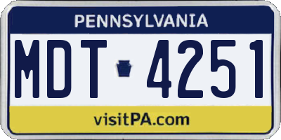PA license plate MDT4251