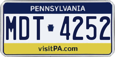 PA license plate MDT4252