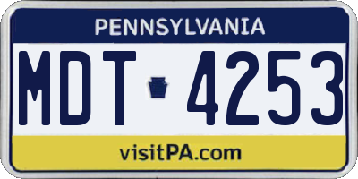 PA license plate MDT4253