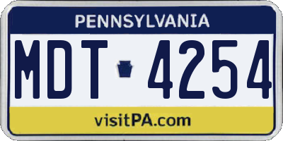 PA license plate MDT4254