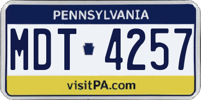PA license plate MDT4257